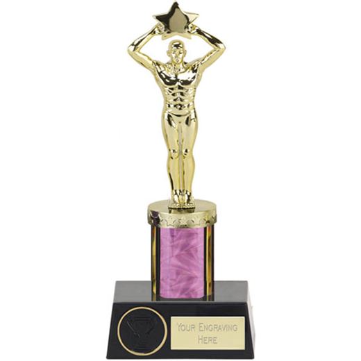 Pink Star Achievement Column Statue Award 23cm (9")