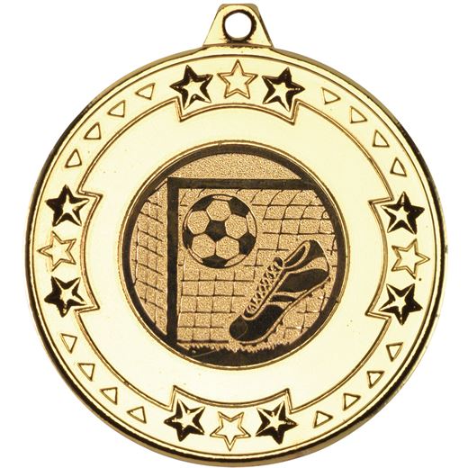 Gold Star & Pattern Medal with Football Centre Disc 50mm (2")