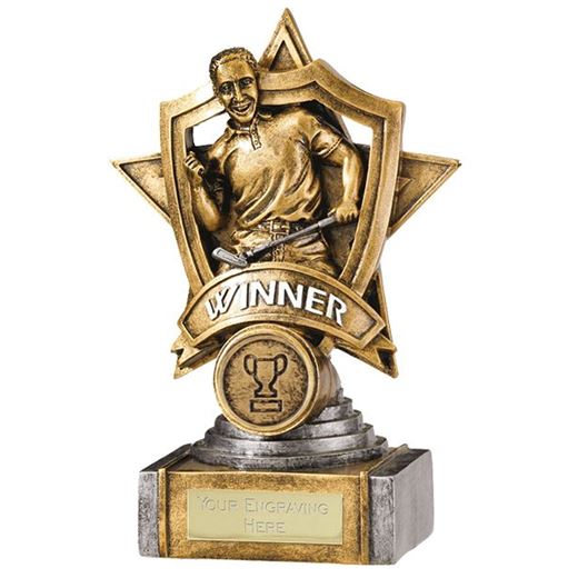 Gold Resin Golf Winner Shield Star Trophy 18cm (7")