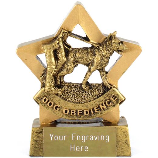 Antique Gold Resin Mini Star Dog Obedience Trophy 8.5cm (3.25")