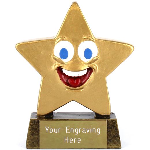 Gold Resin Happy Face Mini Star Trophy 8.5cm (3.25")