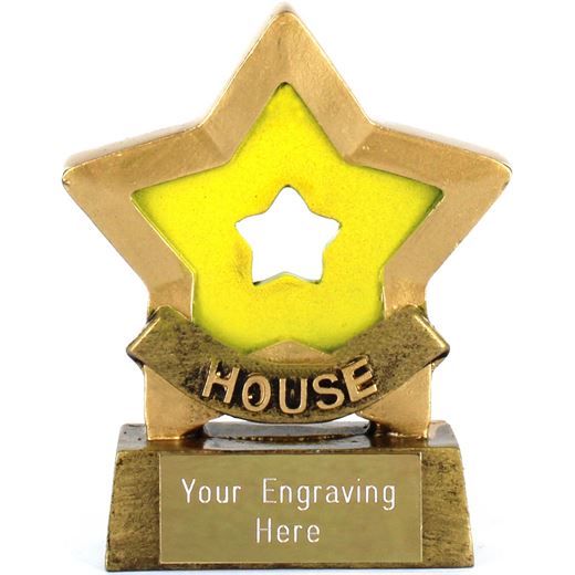 Yellow Mini Star Award House Colours 8.5cm (3.25")