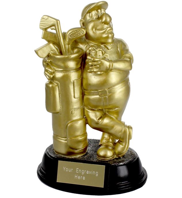 Gold Resin Outrageous Beer Bellies Golfer Trophy 16.5cm (6.5")