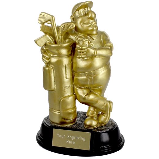 Gold Resin Outrageous Beer Bellies Golfer Trophy 16.5cm (6.5")