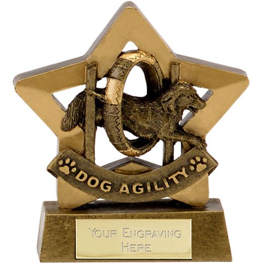 Antique Gold Resin Star Dog Agility Trophy 14cm (5.5")