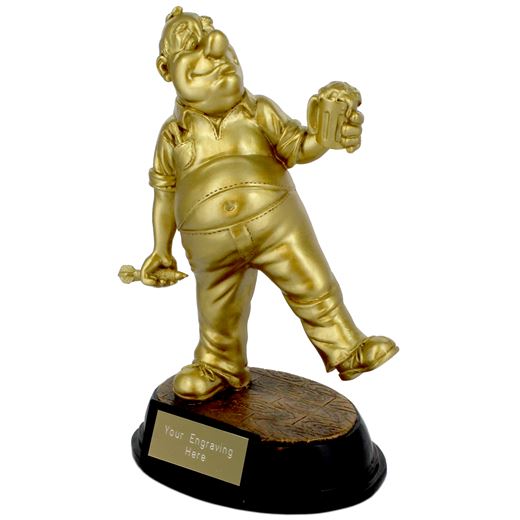 Gold Resin Outrageous Beer Bellies Darts Player Trophy 16.5cm (6.5")