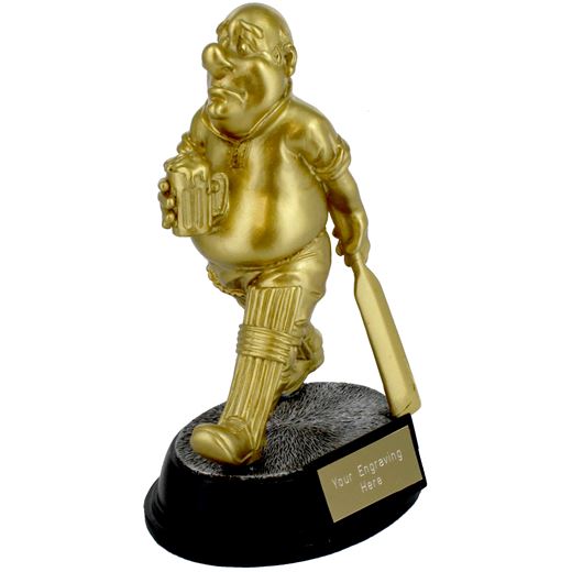 Gold Resin Outrageous Beer Bellies Cricket Man Trophy 16.5cm (6.5")