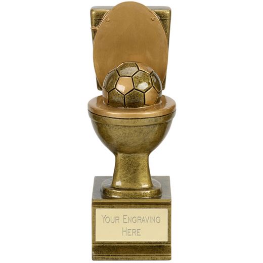 Novelty Toilet Golden Flush Football Award Antique Gold 15cm (6")