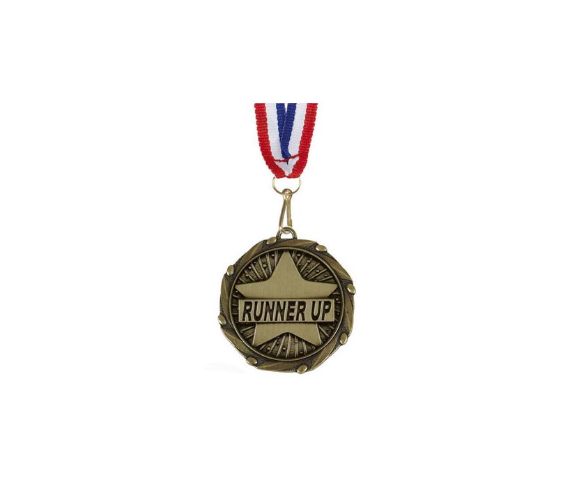 Runner Up Gold Medal with Red, White & Blue Ribbon 45mm (1.75")