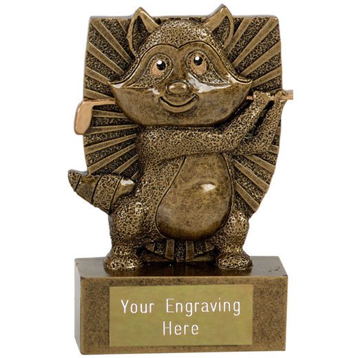 Novelty Golf Award Ronnie The Racoon Antique Gold 11cm (4.25")
