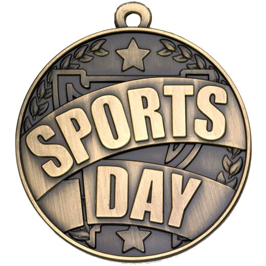 Gold Sports Day Banner Medal 50mm (2")