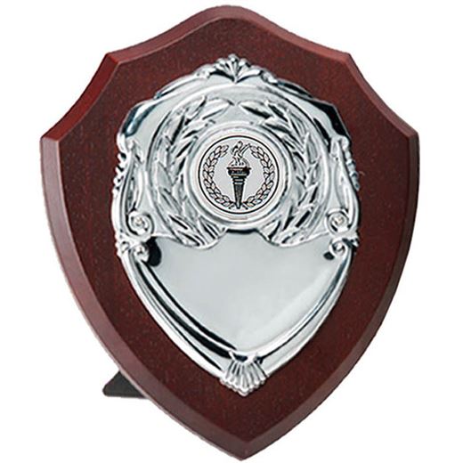 Silver Presentation Shield on Wooden Plaque 10cm (4")