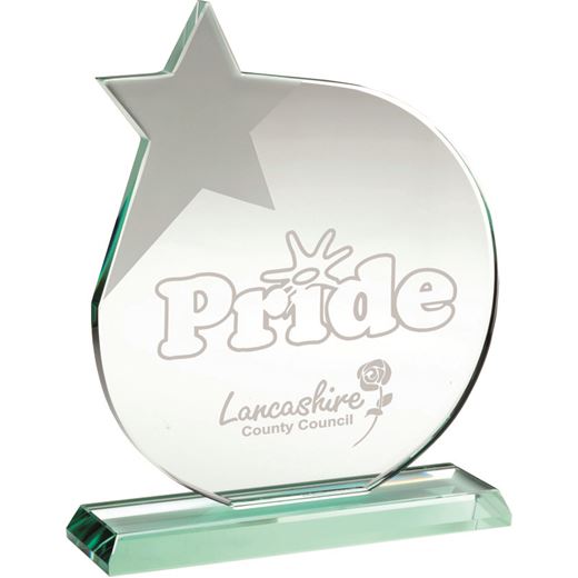 Jade Glass Circle Plaque Award With Frosted Star 17cm (6.75")