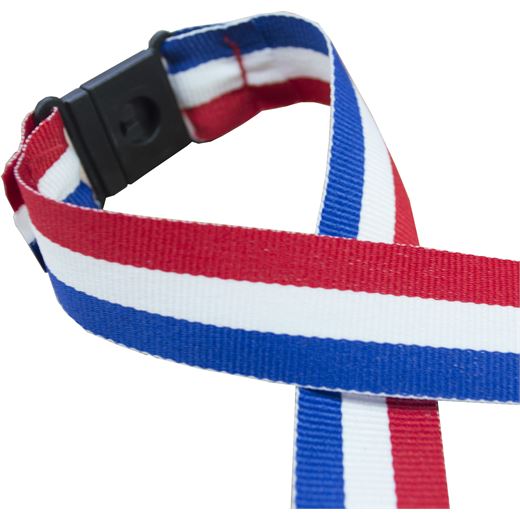 Red, White & Blue Medal Ribbon With Safety Clip 80cm (32")