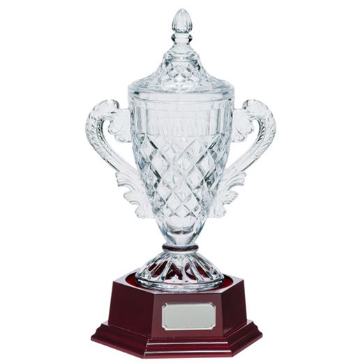 Lindisfarne Champion Cut Crystal Vase, Lid & Base Cup 34cm (13.5")