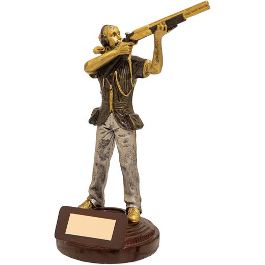 Female Clay Pigeon Shooting Figure Trophy Gold & Brown 18cm (7")