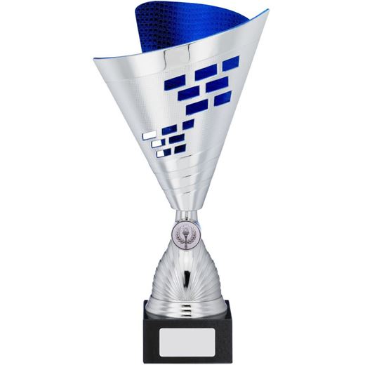 Cone Trophy Cup Multi Award Silver & Blue 32cm (12.5")
