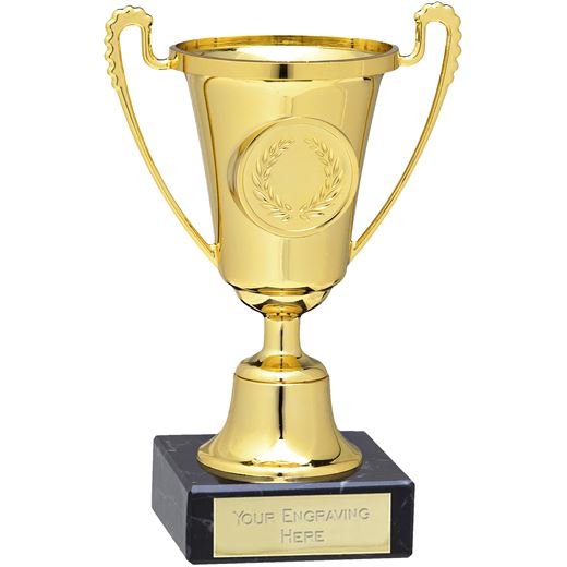 Gold Trophy Cup With Column Award On Marble Base 13cm (5.25")