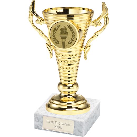 Gold Trophy Cup on White Marble Base 12.5cm (5")