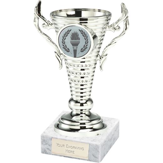 Silver Trophy Cup on White Marble Base 12.5cm (5")