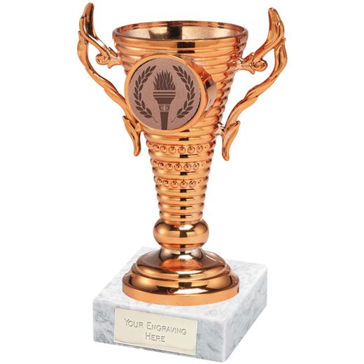 Bronze Trophy Cup on White Marble Base 12.5cm (5")