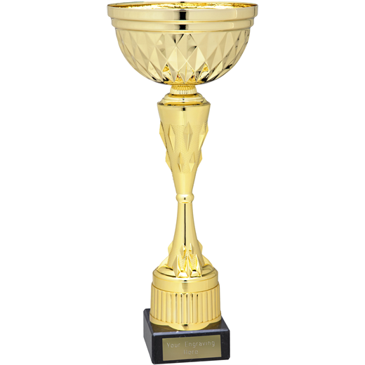 Diamond Patterned Trophy Cup Gold 27cm (10.5")