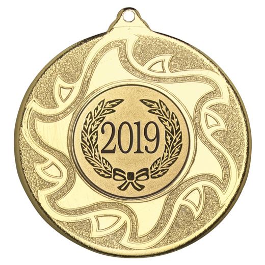 2019 Gold Sunburst Star Patterned Medal 50mm (2")