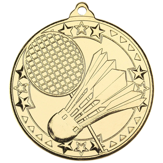 Gold Badminton Tri Star Medal 50mm (2")