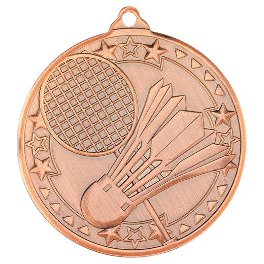 Bronze Badminton Tri Star Medal 50mm (2")