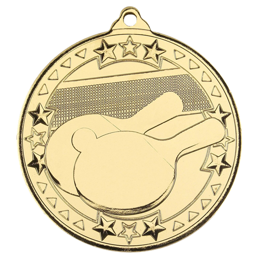 Gold Table Tennis Tri Star Medal 50mm (2")