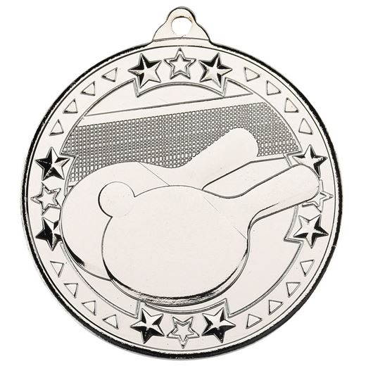 Silver Table Tennis Tri Star Medal 50mm (2")
