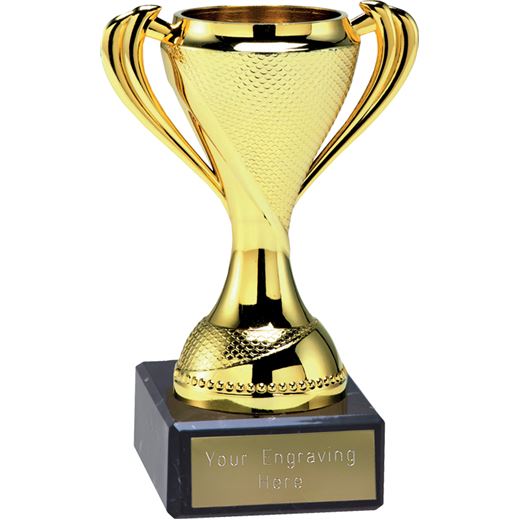 Trophy Cup On Black Marble Base Gold 12cm (4.75")