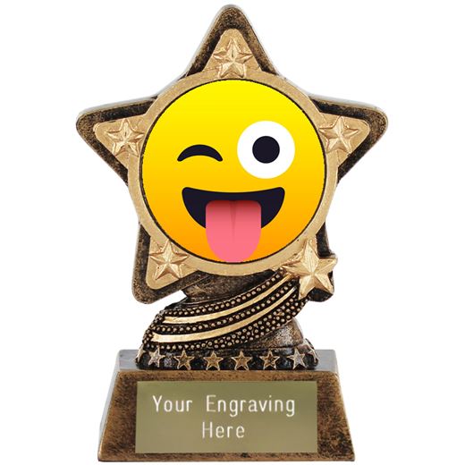 Winking Face With Tongue Emoji Trophy by Infinity Stars 10cm (4")