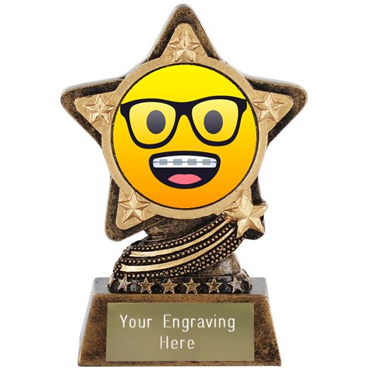 Nerd Face Emoji Trophy by Infinity Stars 10cm (4")