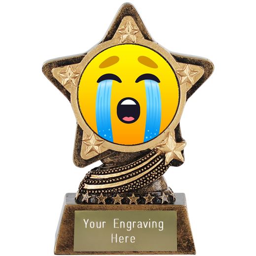 Loudly Crying Face Emoji Trophy by Infinity Stars 10cm (4")