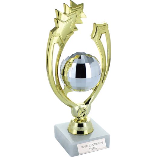 Gold Shooting Star Glitter Ball Dance Trophy On Marble Base 18cm (7�)