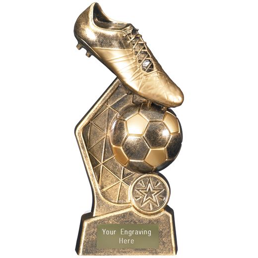 Hex Football Trophy Antique Gold 15cm (6")