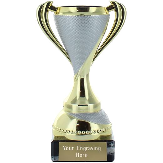 Trophy Cup on Marble Base Gold with Silver Detail 13cm (5.25")