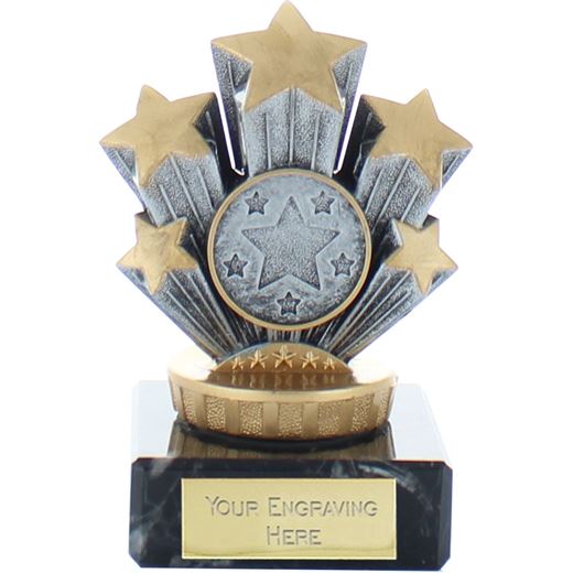 5 Star Trophy on Marble Base Gold & Silver 9.5cm (3.75")