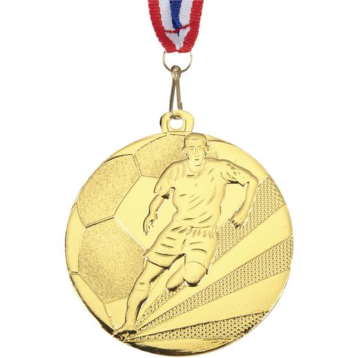Football Medal Gold With Medal Ribbon 50mm (2")