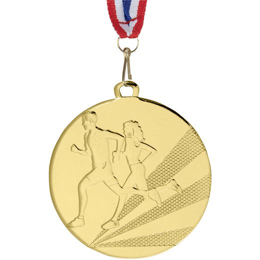 Running Medal Gold With Medal Ribbon 50mm (2")