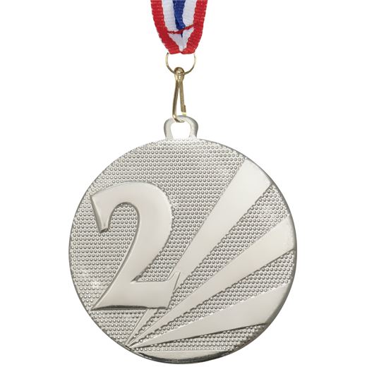 2nd Place Medal Silver With Medal Ribbon 50mm (2")