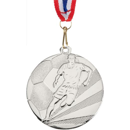 Football Medal Silver With Medal Ribbon 50mm (2")