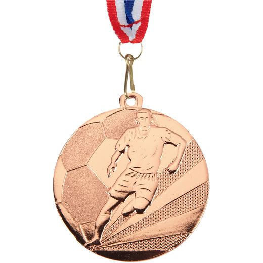 Football Medal Bronze With Medal Ribbon 50mm (2")