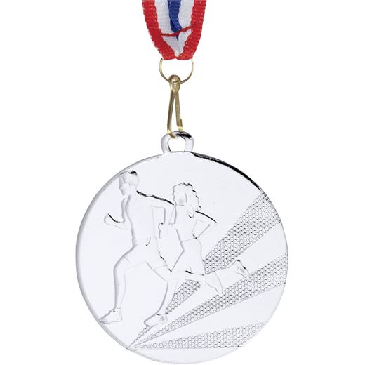 Running Medal Silver With Medal Ribbon 50mm (2")