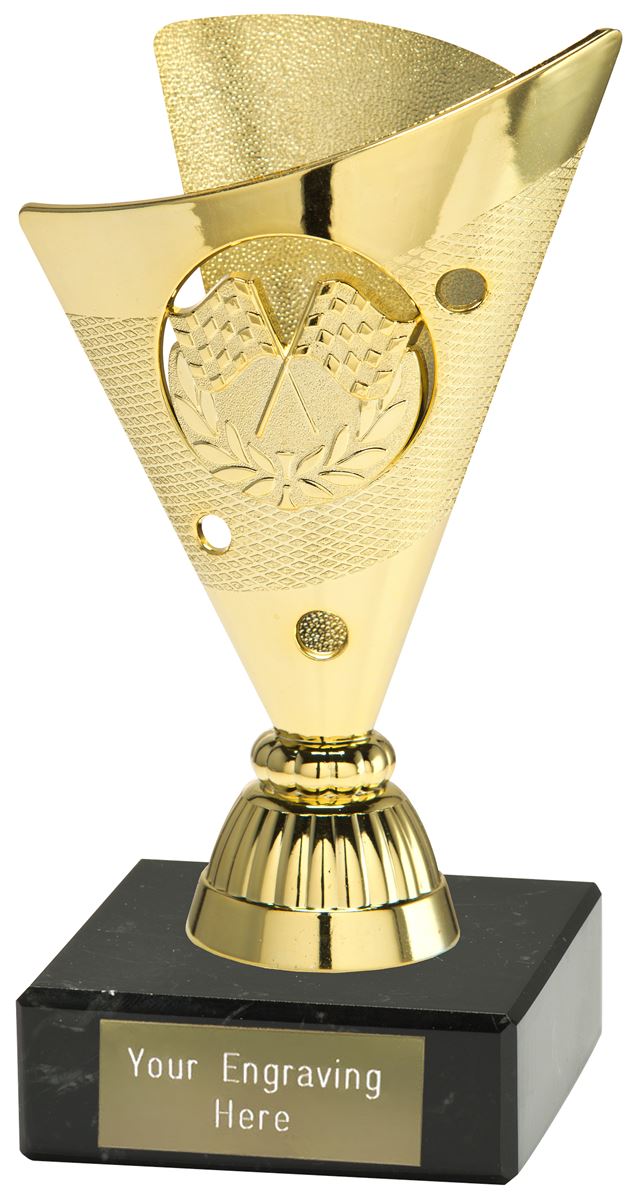 Motorsport Trophy on a Black Marble Base Gold 15cm (6