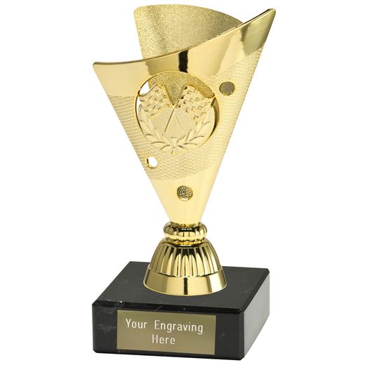 Motorsport Trophy on a Black Marble Base Gold 15cm (6")
