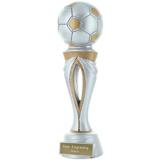 Football Tower Trophy Silver & Gold 23cm (9")