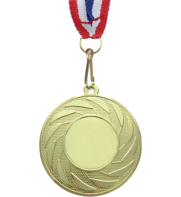 Spiral Leaf Achievement Gold Medal With Medal Ribbon 50mm (2")