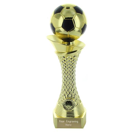 Football Trophy Heavyweight Tower Gold Shine 23cm (9")